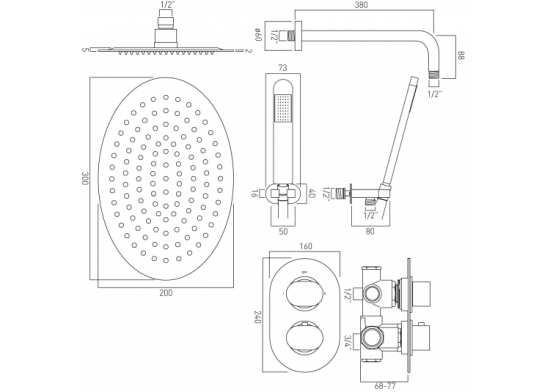 Vado Life 2 Outlet Thermostatic Shower Package Inc. Mini Shower Kit #2