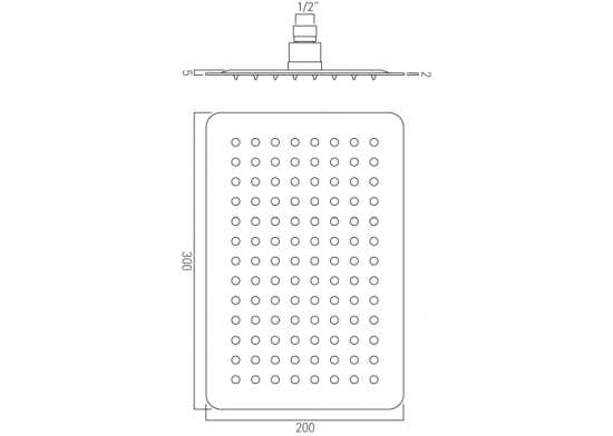 Vado Aquablade Single Function Easy Clean Slim Line Rectangular Shower Head 300mm x 200mm #2