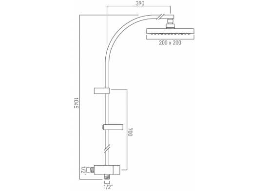 Vado Single Function Slide Rail Shower Kit With Overhead Shower And Integral Diverter #2