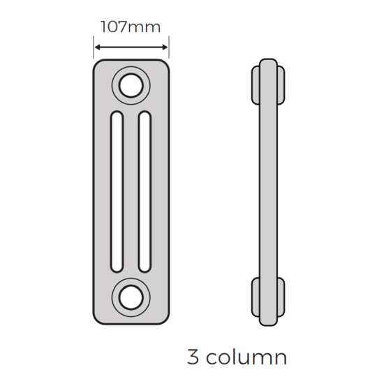 Rads 2 Rails Fitzrovia 3 Column White Horizontal Radiator 600mm x 990mm #4