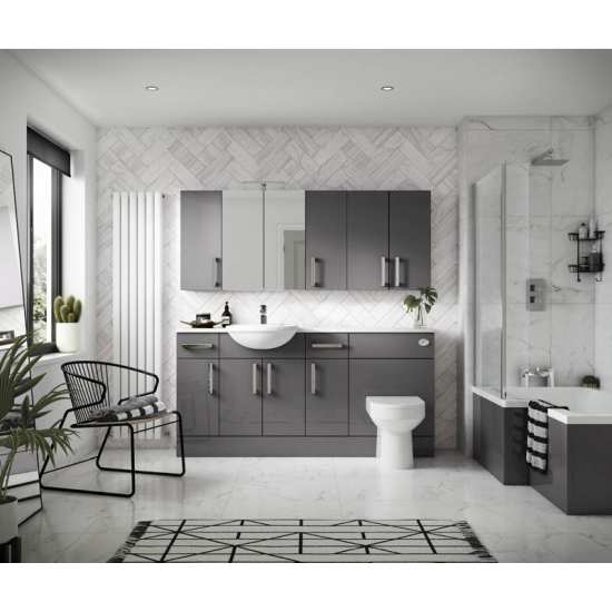 Hudson Reed Fusion Gloss Grey 1000mm LH Combination Furniture Unit And Basin CBI926 #3