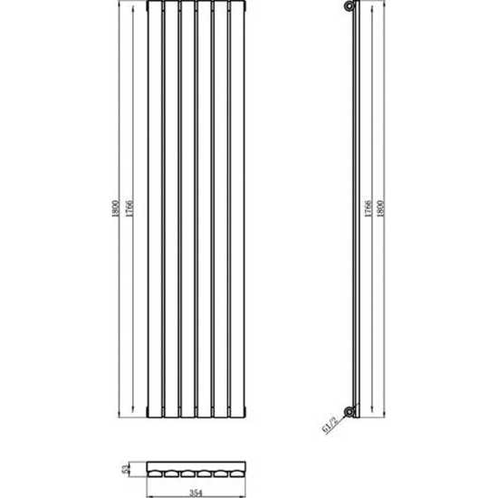 Hudson Reed Sloane Single Panel 1800 x 354 Designer Radiator HLA72 #2