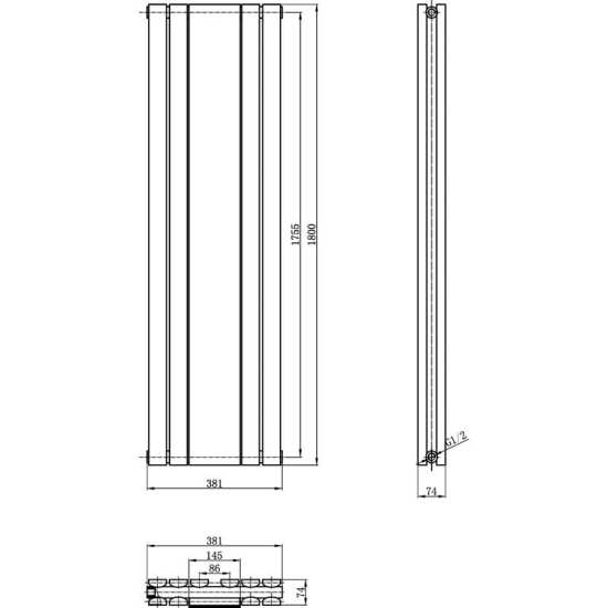 Hudson Reed Sloane Double Panel 1800 x 381 Designer Radiator HLW64 #2