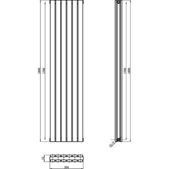 Hudson Reed Sloane Double Panel 1800 x 354 Designer Radiator HLA74 #2