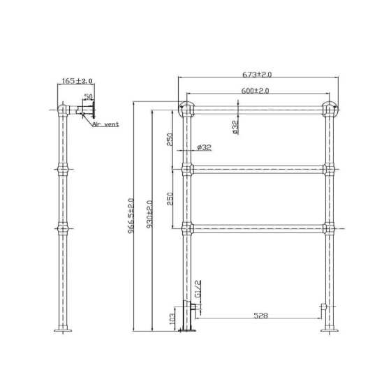 Hudson Reed 966 x 676mm Heated Towel Rails Countess HT301 #2