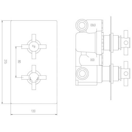 Hudson Reed Tec Crosshead Twin Thermostatic Shower Valve With Diverter KRI3207 #2