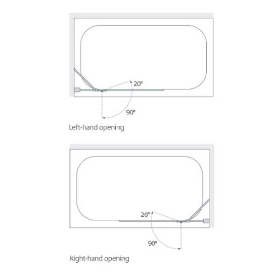 Lakes Coastline 900mm Hinged Bath Screen Left Hand #2
