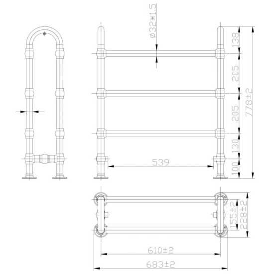 Hudson Reed 762 x 685mm Heated Towel Rails Adelaide LDR009 #2