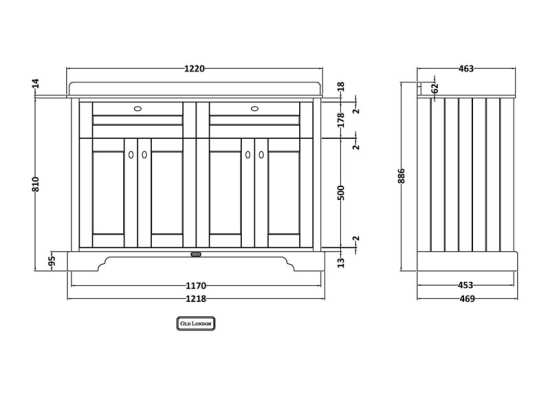 Hudson Reed Old London Timeless Sand 1200mm Unit And Double Basin (1 Tap Hole) LOF464 #2