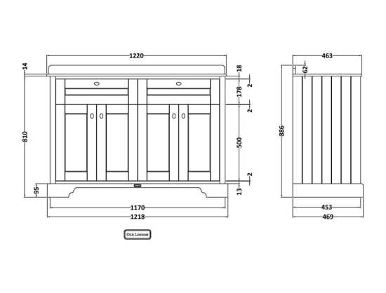 Hudson Reed Old London Timeless Sand 1200mm Unit And Double Basin (1 Tap Hole) LOF465 #2