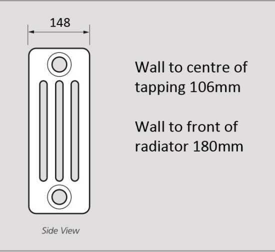 MHS Multisec Wall 600mm High x 1220mm Wide 4 Column Radiator #3