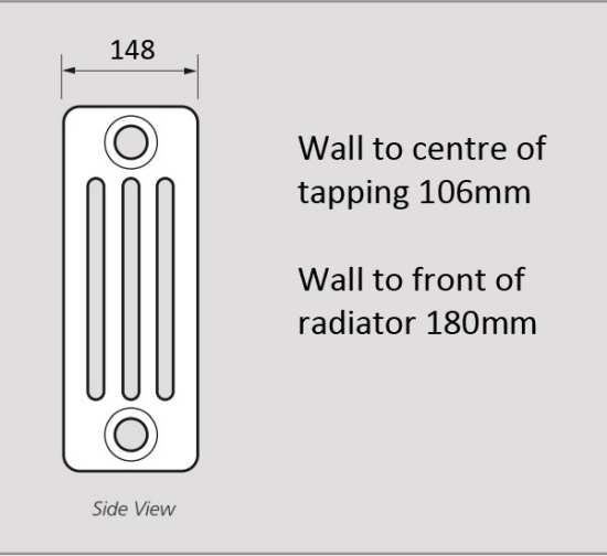 MHS Multisec Wall 600mm High x 1128mm Wide 4 Column Radiator #3