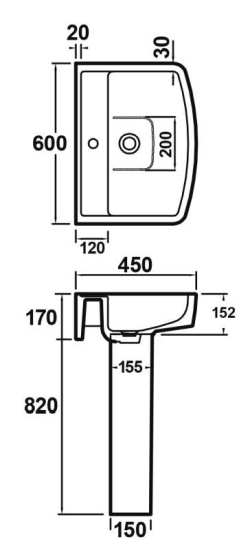 Nuie Bliss 600mm Basin and Pedestal CBL010 #2