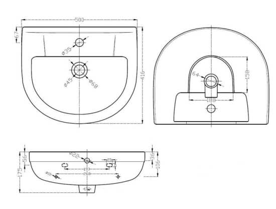 Nuie Harmony 500mm Basin and Pedestal CHM002 #2