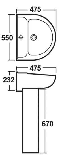 Nuie Melbourne 550mm Basin and Pedestal CML002 #2