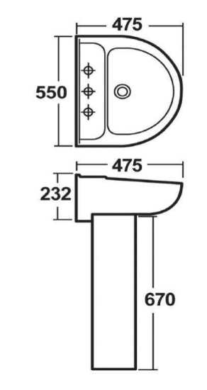 Nuie Melbourne 550mm Basin and Pedestal CML003 #2
