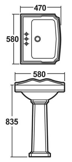 Nuie Legend 580mm Basin and Pedestal CLG004 #2