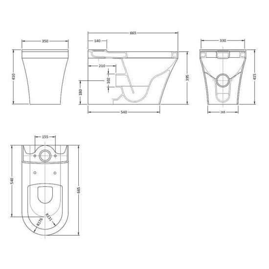 Hudson Reed Luna Flush to Wall Pan, Cistern and Seat CMA009 #2