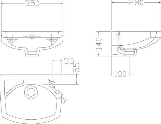 Nuie 350mm Wall Hung Basin NCU832 #2