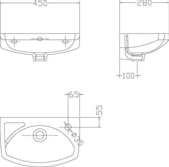 Nuie 450mm Wall Hung Basin NCU842 #2