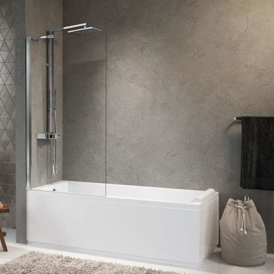 Novellini Aurora 5 Fixed Bath Screen Chrome Finish  1500mm x 700mm #3