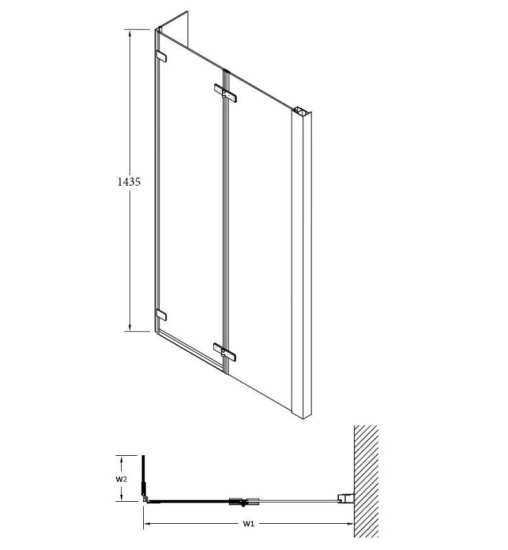 Nuie Quattro Bath Screen Double Hinged NSBS3 #2