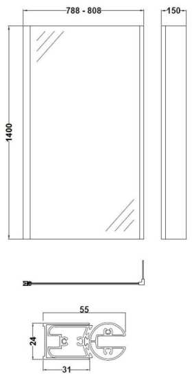 Nuie Quattro Bath Screen Hinged NSBS7 #2