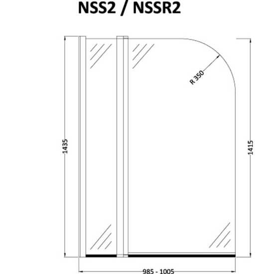 Nuie Straight Bath Screen With Fixed Panel NSS2 #2