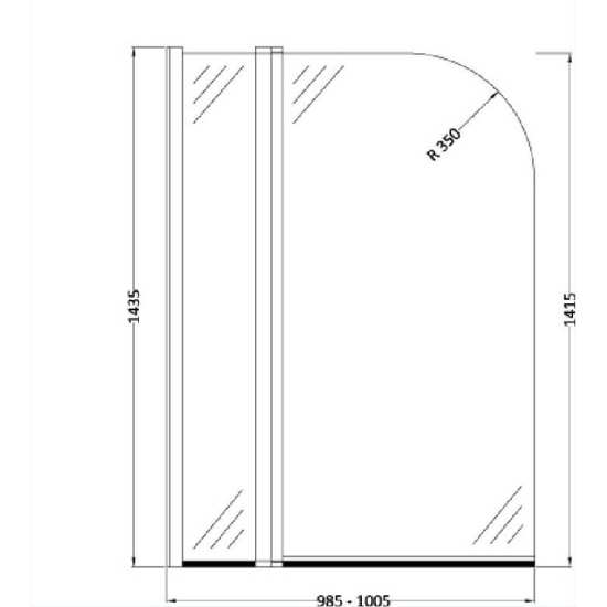 Nuie Straight Bath Screen Fixed Panel and Rail NSSR2 #2