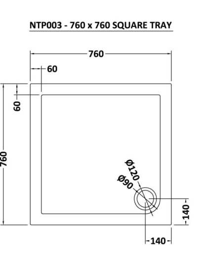 Nuie Square Shower Tray 760x760mm NTP003 #2