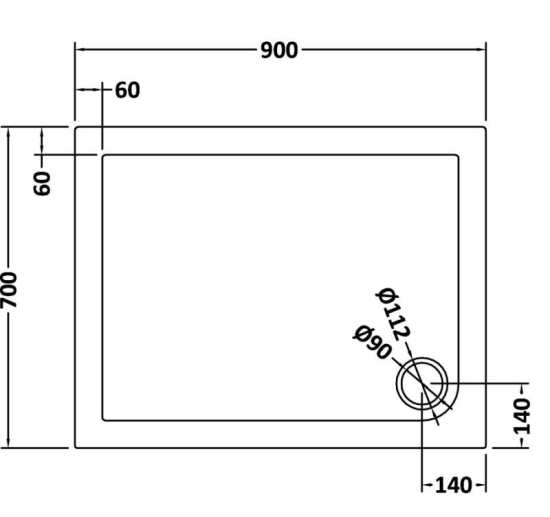 Nuie Rectangular Shower Tray 900x700mm NTP007 #2