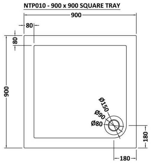 Nuie Square Shower Tray 900x900mm NTP010 #2