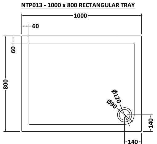 Nuie Rectangular Shower Tray 1000x800mm NTP013 #2