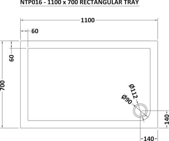 Nuie Rectangular Shower Tray 1100x700mm NTP016 #2