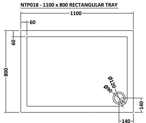 Nuie Rectangular Shower Tray 1100x800mm NTP018 #2