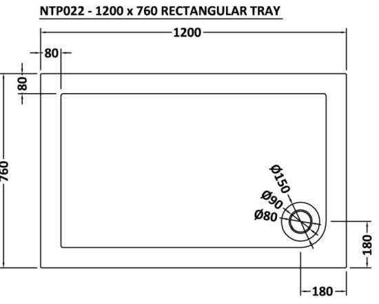 Nuie Rectangular Shower Tray 1200x760mm NTP022 #2