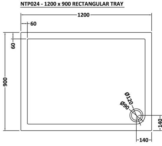 Nuie Rectangular Shower Tray 1200x900mm NTP024 #2