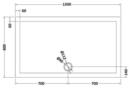 Nuie Rectangular Shower Tray 1300x800mm NTP028 #2