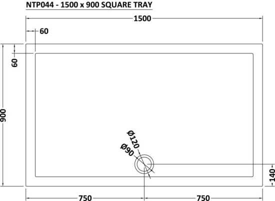 Hudson Reed Rectangular Shower Tray 1500x900mm NTP044 #2