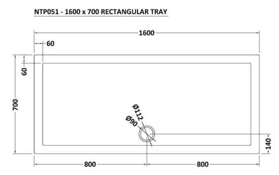 Hudson Reed Rectangular Shower Tray 1600x700mm NTP051 #2