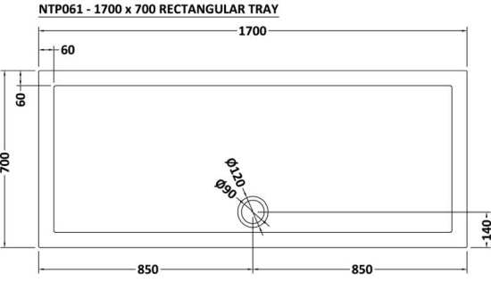 Hudson Reed Rectangular Shower Tray 1700x700mm NTP061 #2