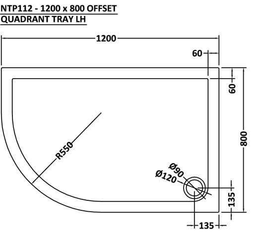 Hudson Reed Offset Quad Shower Tray LH 1200x800mm NTP112 #2