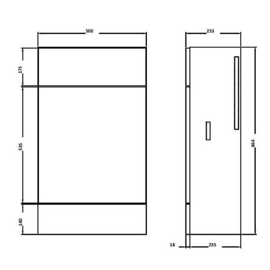 Hudson Reed Gloss White 500mm Slimline WC Unit OFF145 #2