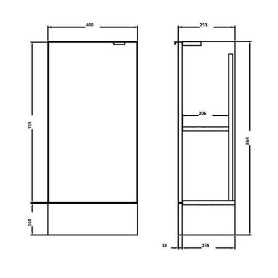 Hudson Reed Gloss White 400mm Slimline Base Unit OFF183 #2