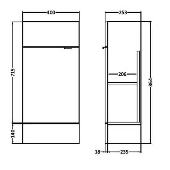 Hudson Reed Grey Gloss 400mm Slimline Vanity Unit OFF903 #2