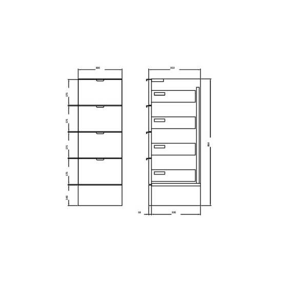 Hudson Reed Grey Gloss 300mm Drawer Unit OFF932 #2