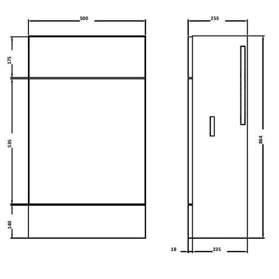 Hudson Reed Grey Gloss 500mm Slimline WC Unit OFF945 #2