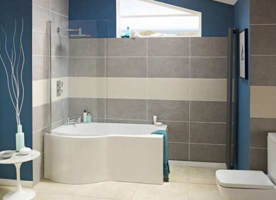 Nuie P Shape Left Hand Shower Bath 1600mm WBP1685L #3