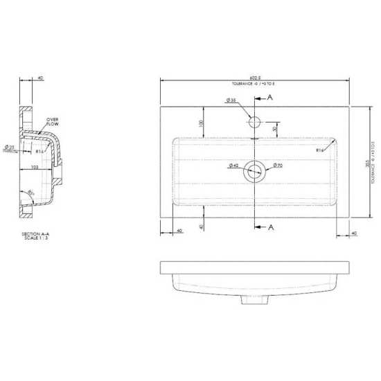 Hudson Reed Furniture Ceramics 600mm Full Depth Basin PMB313 #2