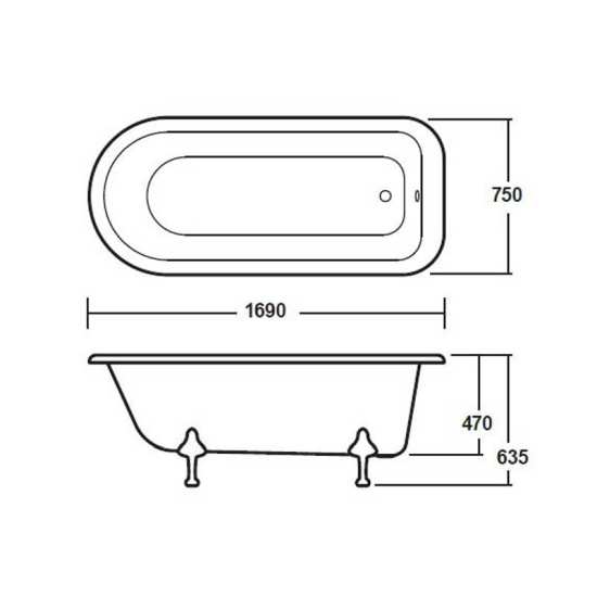 Hudson Reed Barnsbury Freestanding Bath Corbel Leg Set (1700mm) RL1707T #2